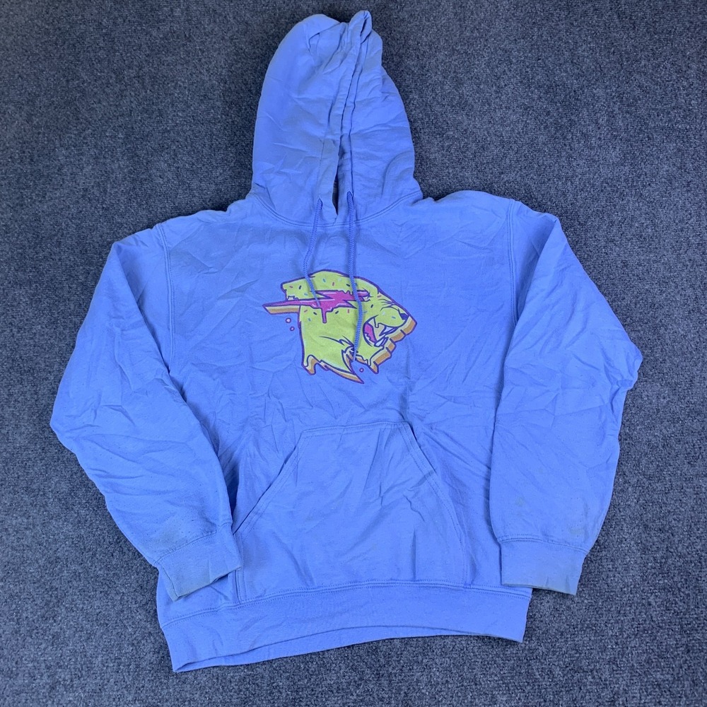 Gildan Mr. Beast Hoodie Mens Small Blue Kangaroo Pockets Fleece Lined Drawstring